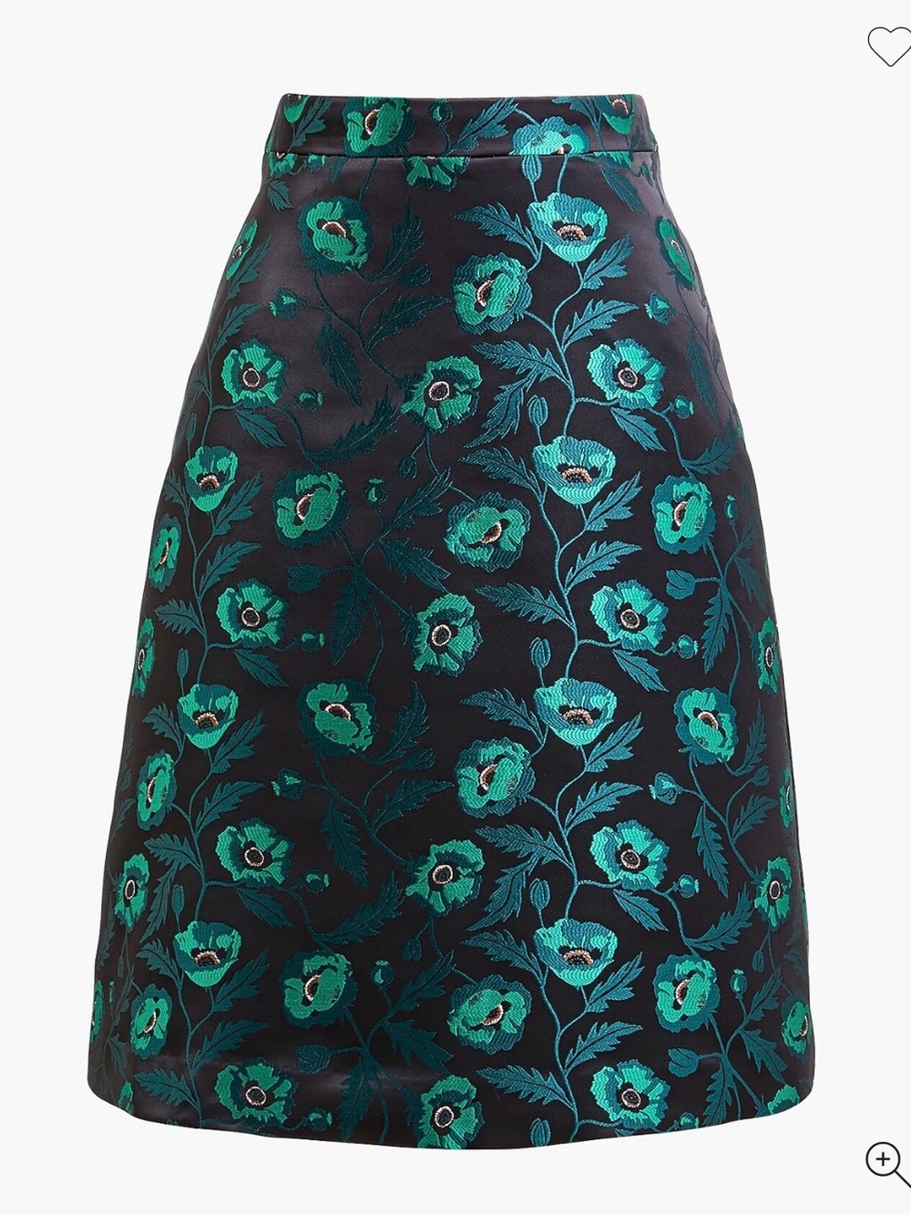 New J. Crew Teal Floral A-Line Skirt on Black size 10